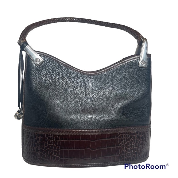 Brighton Smooth Leather Shoulder Bag & Wallet set with Croc Trim - Picture 2 of 13